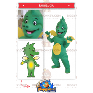 Groene en gele babydraak BIGGYMONKEY™ mascottekostuum -