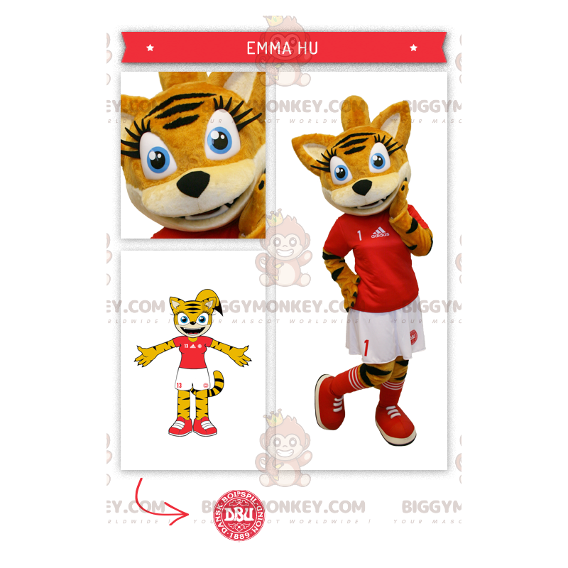 Costume de mascotte BIGGYMONKEY™ de chat orange tigré en tenue