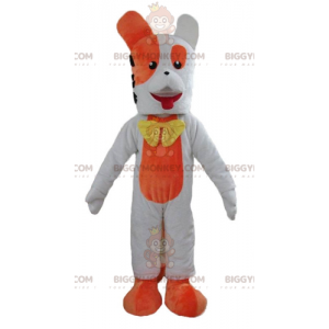 Disfraz de mascota de perro gigante naranja y blanco