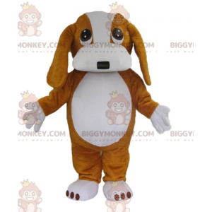 Söpö ja hellä ruskeavalkoinen koiran BIGGYMONKEY™ maskottiasu -