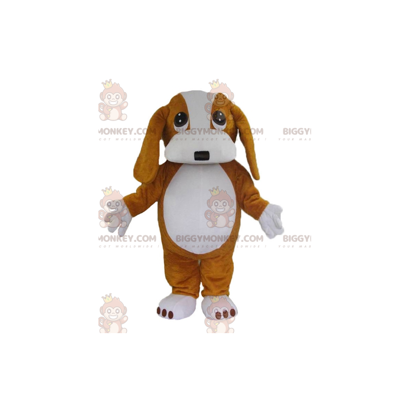 Cute and Affectionate Brown and White Dog BIGGYMONKEY™ Mascot