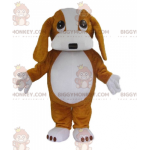 Cute and Affectionate Brown and White Dog BIGGYMONKEY™ Mascot