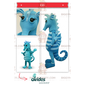 Two Tone Blue Seahorse BIGGYMONKEY™ Mascot Costume -
