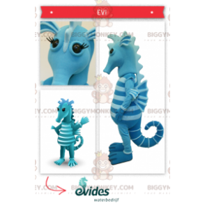 Tweekleurig blauw zeepaardje BIGGYMONKEY™ mascottekostuum -