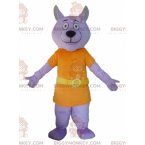 Lila Wolf BIGGYMONKEY™ Maskottchenkostüm im orangefarbenen
