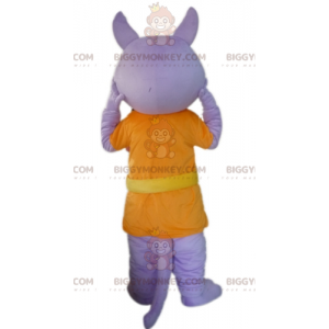 Costume de mascotte BIGGYMONKEY™ de loup mauve habillé d'un