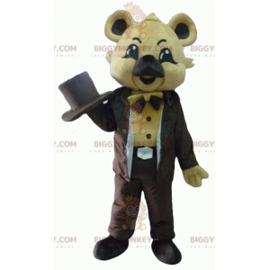 BIGGYMONKEY™ Mascot Costume of Beige Koala in Brown Suit with