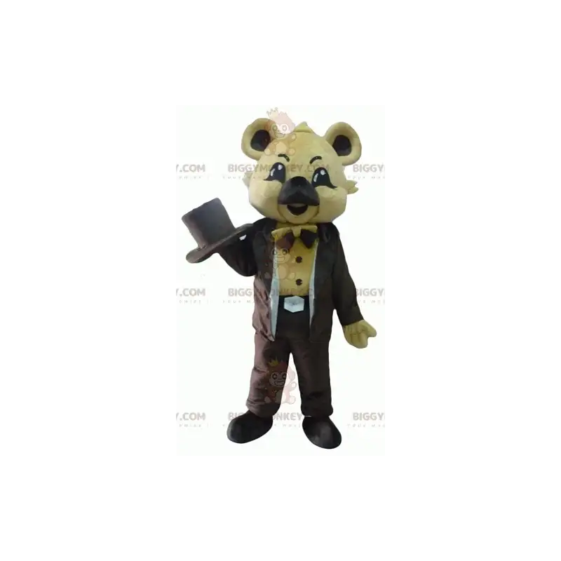 BIGGYMONKEY™ Maskottchenkostüm mit beigem Koala im braunen BIGGYMONKEY™ Maskottchenkostüm mit beigem Koala im braunen