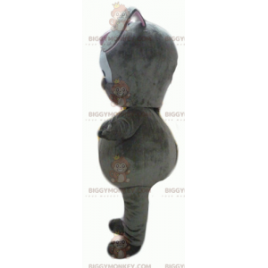 Gray Bunny Sticking Out Tongue BIGGYMONKEY™ Mascot Costume -