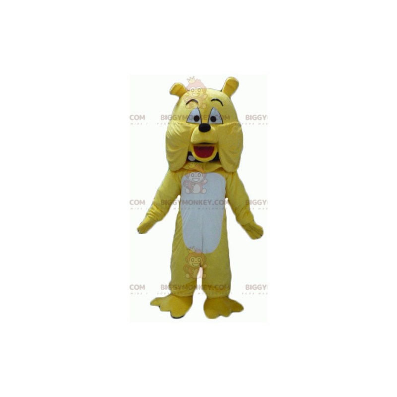 Traje de mascote de buldogue gigante amarelo e branco Traje de mascote de buldogue gigante amarelo e branco