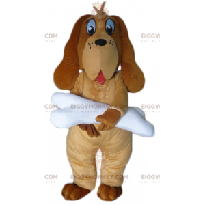 BIGGYMONKEY™ Mascot Costume Brown Dog with Giant White Bone –