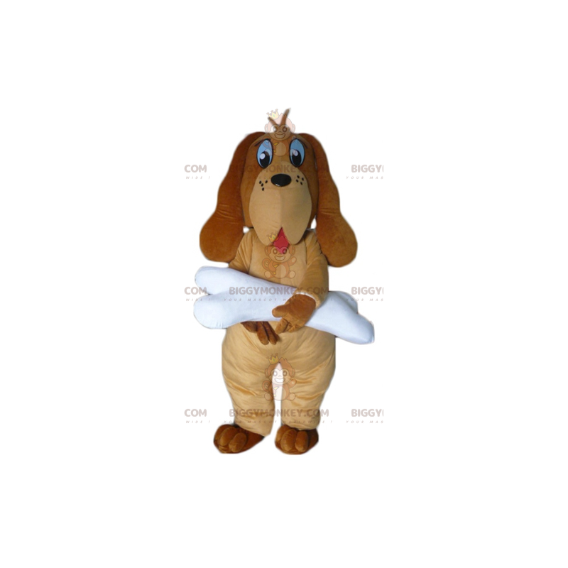 BIGGYMONKEY™ Mascot Costume Brown Dog with Giant White Bone - BIGGYMONKEY™ Mascot Costume Brown Dog with Giant White Bone -