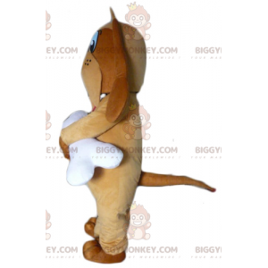 BIGGYMONKEY™ Mascot Costume Brown Dog with Giant White Bone –