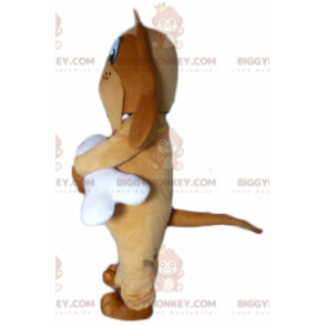 BIGGYMONKEY™ Mascot Costume Brown Dog with Giant White Bone –