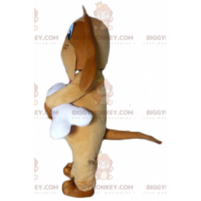 Costume de mascotte BIGGYMONKEY™ de chien marron avec un os