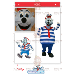 BIGGYMONKEY™ Seelöwen-Maskottchen-Kostüm im Matrosen-Outfit -