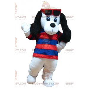 Costume mascotte BIGGYMONKEY™ cane bianco e nero con maglione a