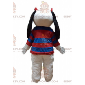Costume mascotte BIGGYMONKEY™ cane bianco e nero con maglione a