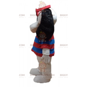 Costume mascotte BIGGYMONKEY™ cane bianco e nero con maglione a