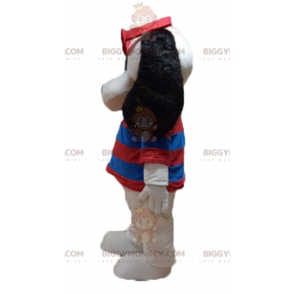 Kostým maskota bílého a černého psa BIGGYMONKEY™ s pruhovaným