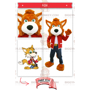 Orange Fox BIGGYMONKEY™ maskotkostume klædt i jeans