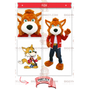 Kostým maskota Orange Fox BIGGYMONKEY™ v džínách –