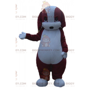 Costume de mascotte BIGGYMONKEY™ de chien marron et blanc dodu