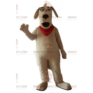 BIGGYMONKEY™ Μεγάλη καφετιά στολή μασκότ σκύλου με κόκκινο