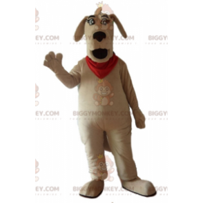 BIGGYMONKEY™ Large Brown Dog Mascot Costume With Red Scarf -