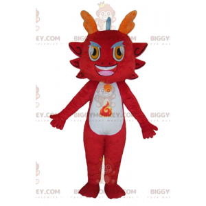 Böse aussehender roter Drache BIGGYMONKEY™ Maskottchen-Kostüm -