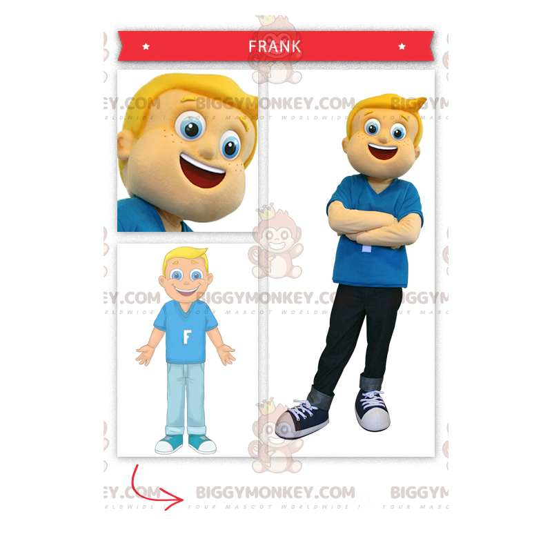 Blonde Boy Freckled BIGGYMONKEY™ Mascot Costume - Blonde Boy Freckled BIGGYMONKEY™ Mascot Costume -
