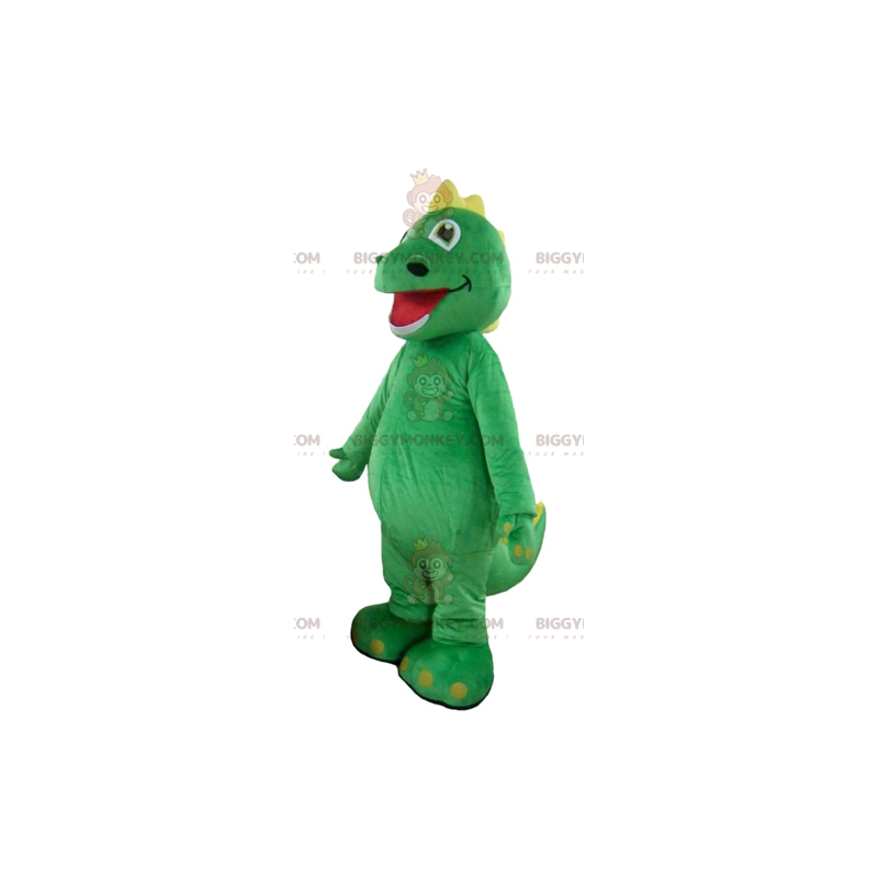 Disfraz de mascota BIGGYMONKEY™ de dinosaurio verde dragón Disfraz de mascota BIGGYMONKEY™ de dinosaurio verde dragón