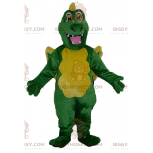 Costume da mascotte drago gigante verde e giallo BIGGYMONKEY™ -