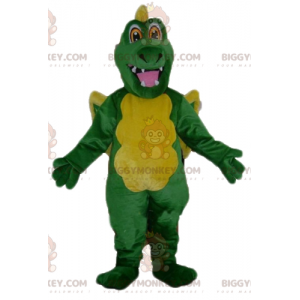 Costume de mascotte BIGGYMONKEY™ de dragon vert et jaune géant