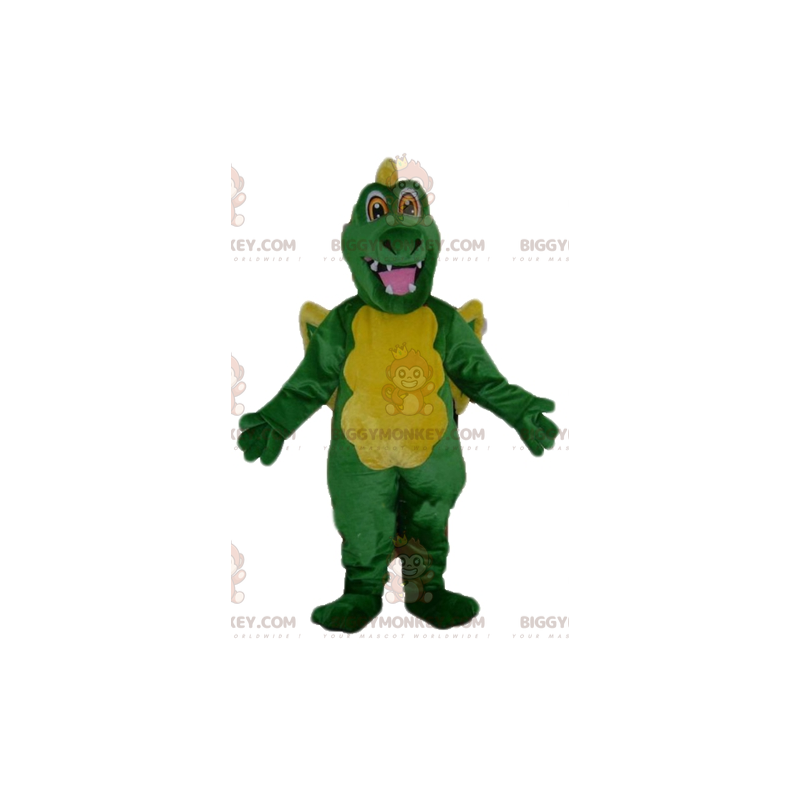 Costume de mascotte BIGGYMONKEY™ de dragon vert et jaune géant