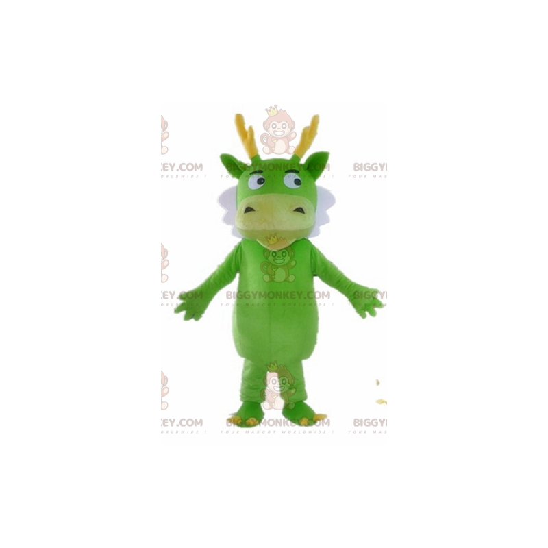 BIGGYMONKEY™ Criatura verde Disfraz de mascota de dragón verde BIGGYMONKEY™ Criatura verde Disfraz de mascota de dragón verde