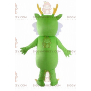 BIGGYMONKEY™ Green Creature Mascottekostuum met witte en gele