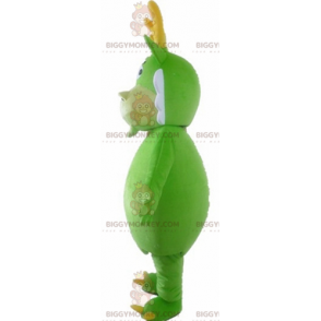 BIGGYMONKEY™ Green Creature White & Yellow Green Dragon Mascot