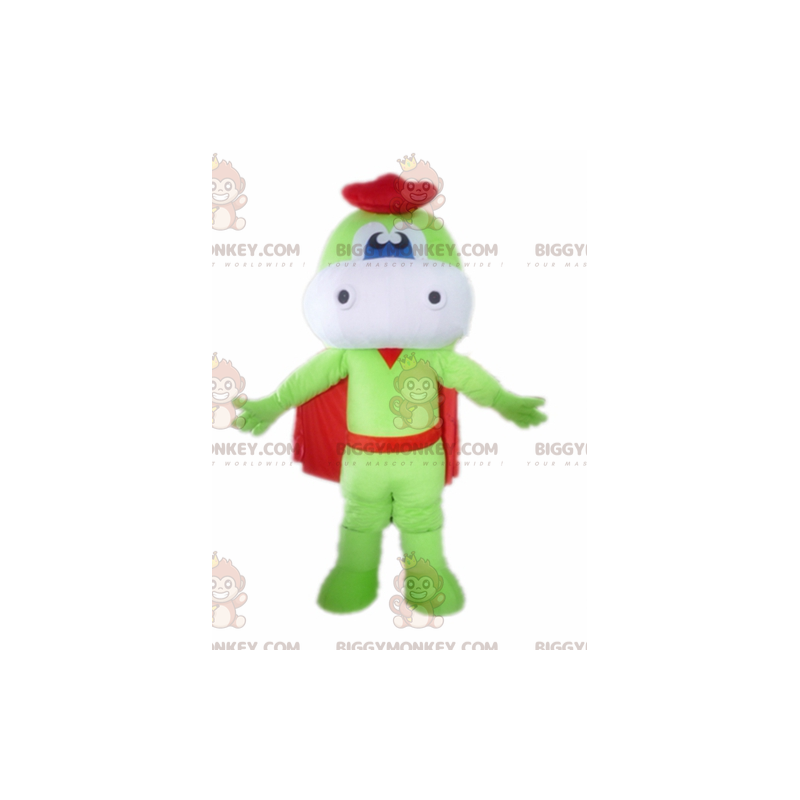 Disfraz de mascota dragón verde y blanco BIGGYMONKEY™ con capa
