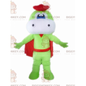 Groene en witte draak BIGGYMONKEY™ mascottekostuum met cape en