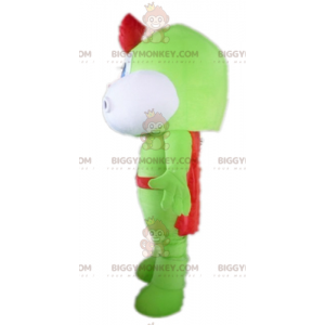 Traje de mascote BIGGYMONKEY™ de dragão verde e branco com capa