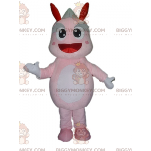 Costume da mascotte drago gigante rosa e dinosauro grigio