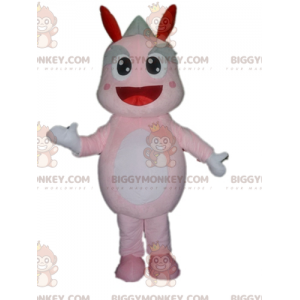 Fantasia de mascote gigante dragão rosa e cinza BIGGYMONKEY™ –