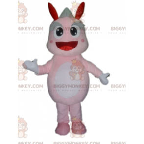 Kostým maskota obřího draka, růžového a šedého dinosaura BIGGYMONKEY™ - Dračí maskot - BIGGYMONKEY_02792 - BiggyMonkey.com