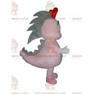 Kostým maskota obřího draka, růžového a šedého dinosaura BIGGYMONKEY™ - Dračí maskot - BIGGYMONKEY_02792 - BiggyMonkey.com