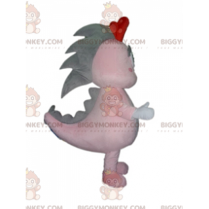 Giant Dragon Pink and Gray Dinosaur BIGGYMONKEY™ Mascot Costume