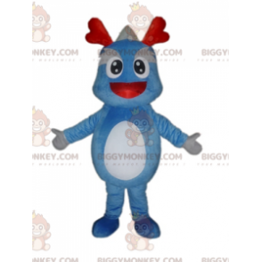 Blauer und grauer Dinosaurier BIGGYMONKEY™ Maskottchen-Kostüm