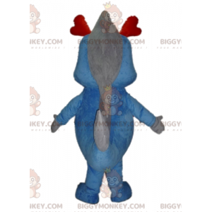 Giant Dragon Blue and Grey Dinosaur BIGGYMONKEY™ maskotdräkt -
