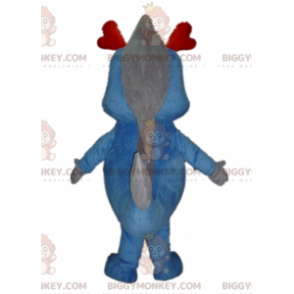 Costume de mascotte BIGGYMONKEY™ de dinosaure bleu et gris de