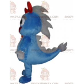 Costume da mascotte drago gigante blu e grigio dinosauro